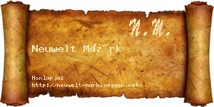 Neuwelt Márk névjegykártya